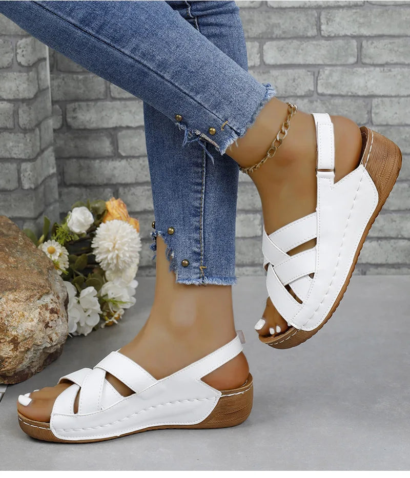 Sandalias Cuña Mujer Casual Verano - Zapatos Tacón Ligeros Cómodos