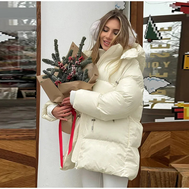 Chaqueta Algodón Mujer Gruesa - Chaqueta Cuello Alto Cremallera Capucha 2025