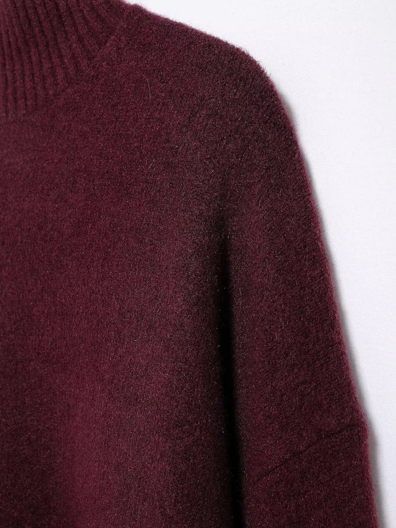 Suéter Mujer Burgundy Vintage - Jersey Cuello Alto Otoño Invierno