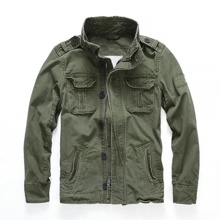 Chaqueta Hombre Denim Cargo M65 - Multi-Bolsillos Outdoor Casual Militar