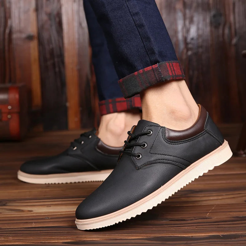 Zapatos Oxford Hombre Cuero Verano 2023 - Casual Planos Cómodos Transpirables Cordones