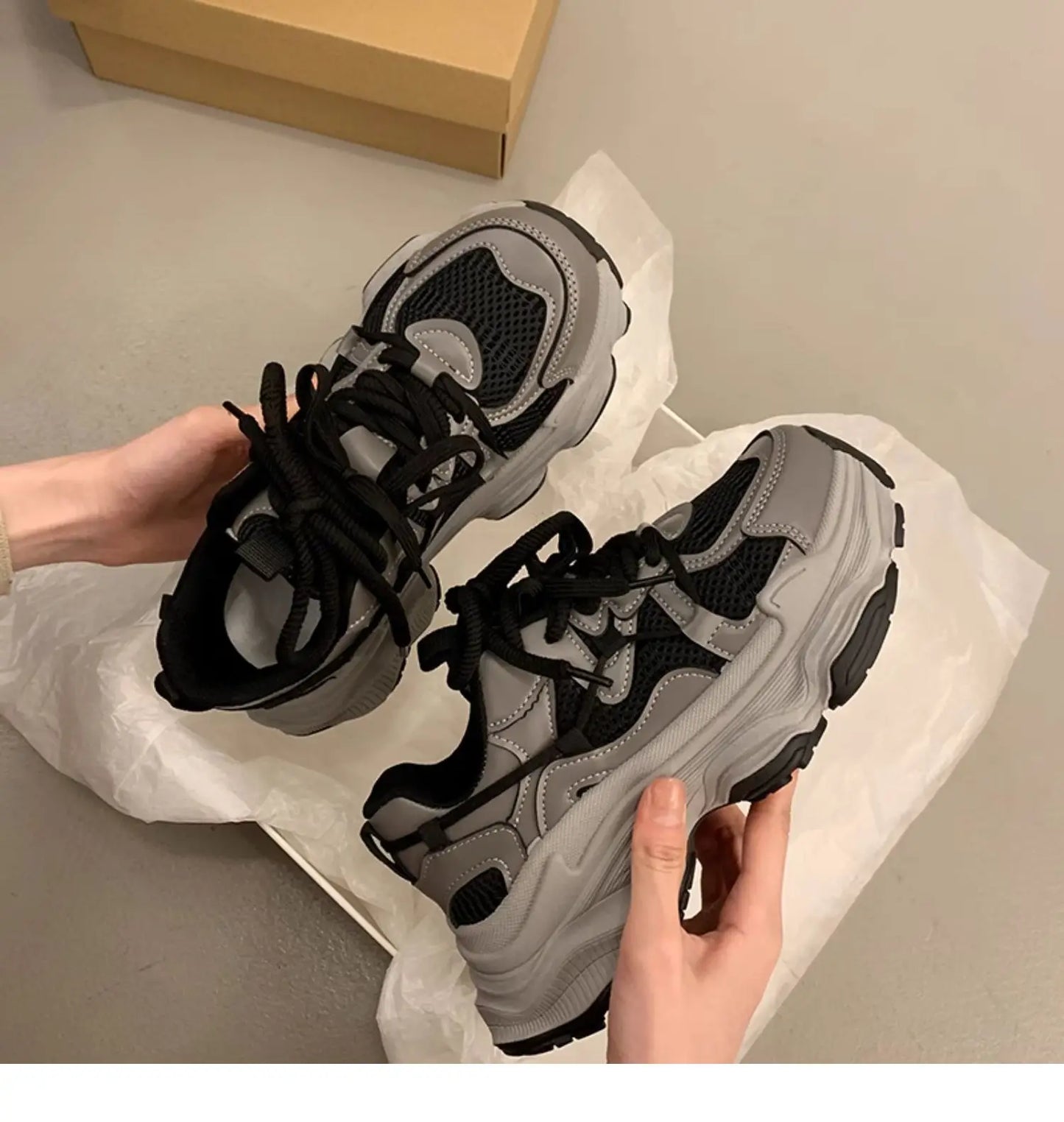 Sneakers Chunky Plataforma Mujer Primavera - Zapatillas Mesh Transpirables Antideslizantes