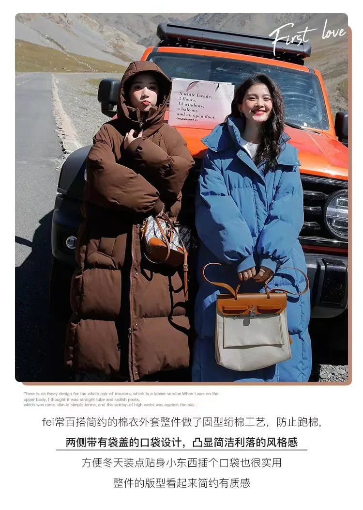 Abrigo Mujer Invierno 2025 Coreano - Largo Rodilla Capucha Tallas Grandes