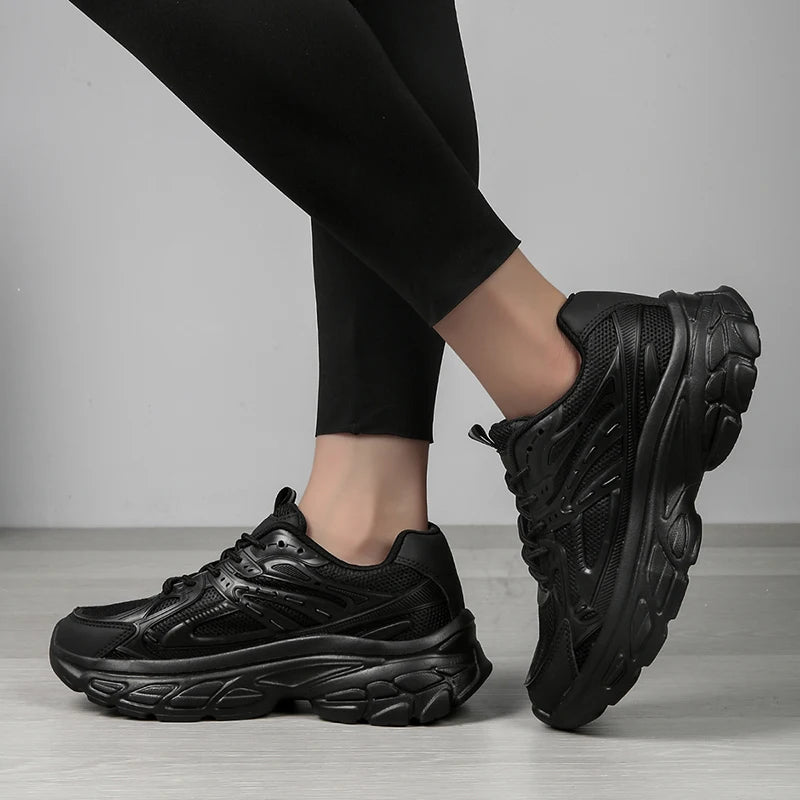 Sneakers Low Top Mujer Blancos - Zapatillas Walking Transpirables Deportivos Suela Gruesa