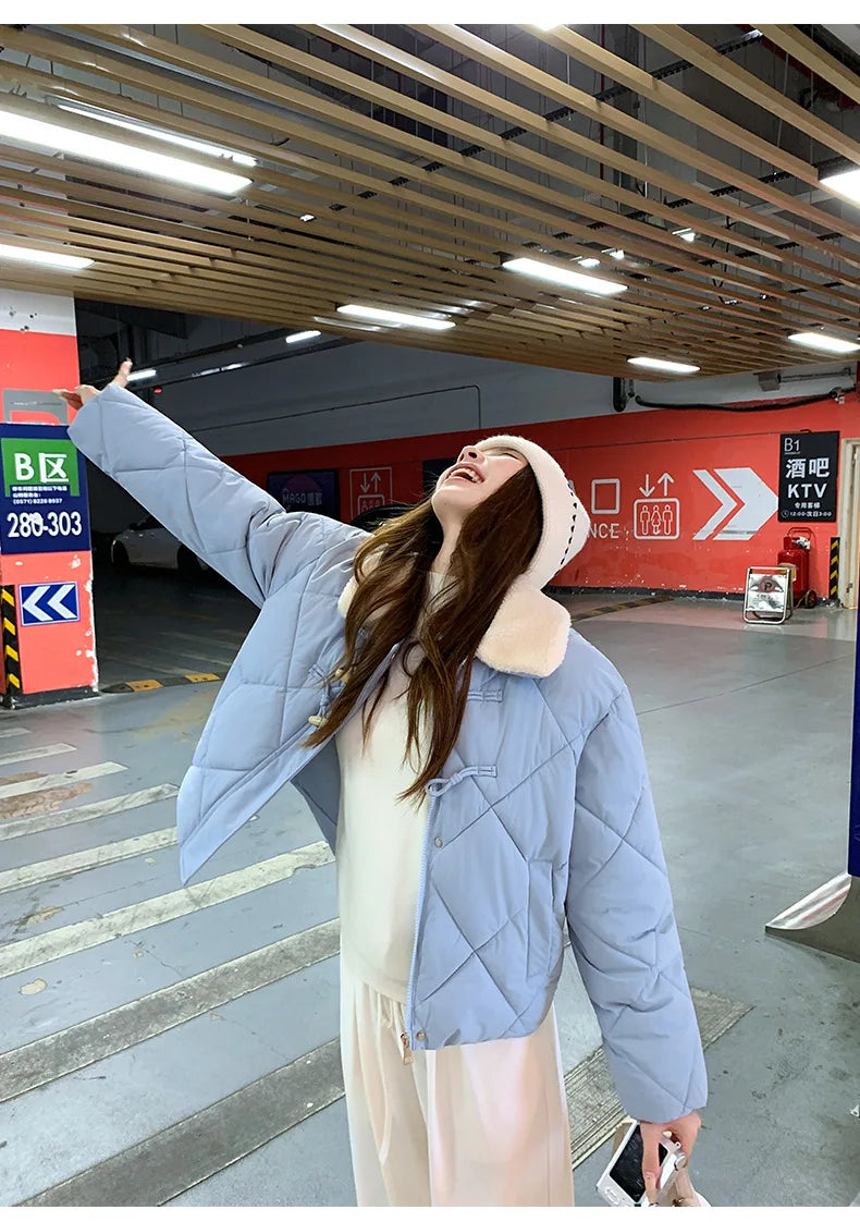 Chaqueta Algodón Mujer Tendencia - Chaqueta Estilo Chino Cuello Lana 2025