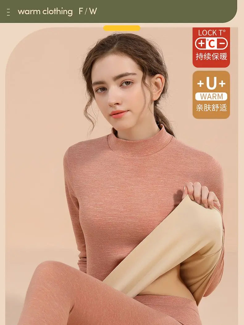 Ropa Interior Térmica Mujer Invierno - Conjunto Camiseta Pantalón Terciopelo Cálido