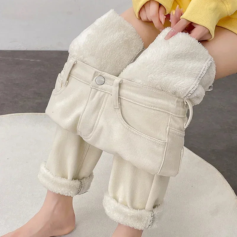 Vaqueros Mujer Forro Polar Invierno - Jeans Térmicos Cintura Alta
