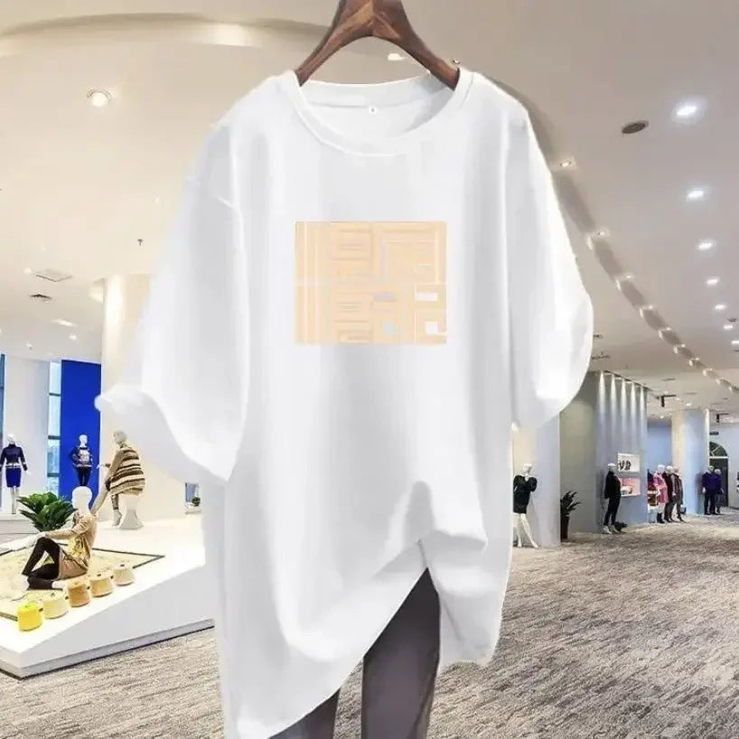 Camiseta Mujer Elegante Estilo Chino - Holgada Manga Corta M-6XL