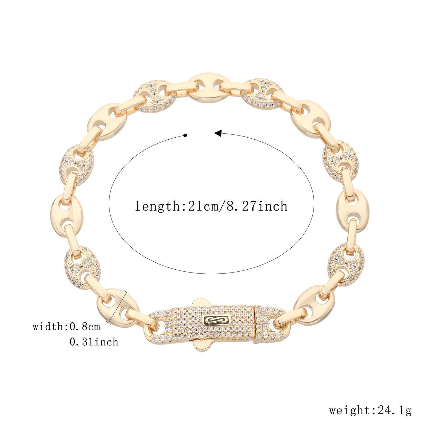 Pulsera Circonita Diamantes Mujer - Chapado Oro 14K Negocios Trendy