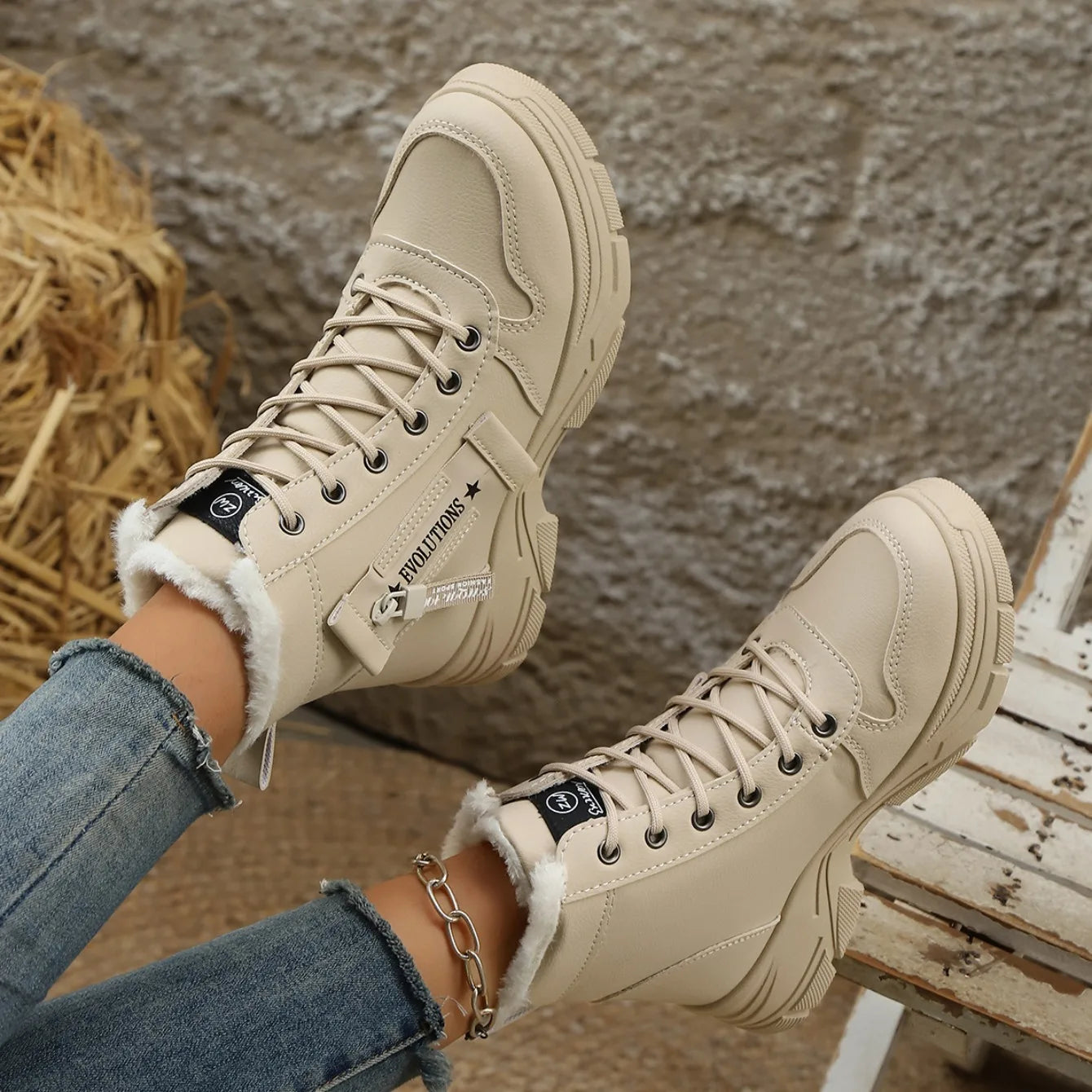 Botas Tobillo Mujer 2025 Cálidas - Plataforma Deportivas Nieve Invierno