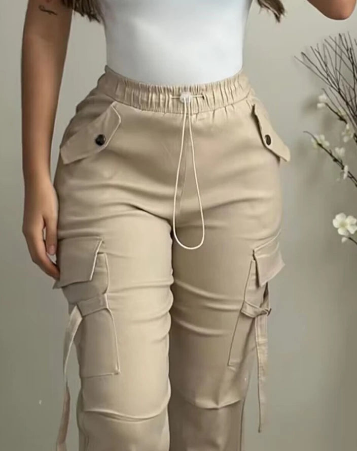Pantalón Cargo Mujer 2024 Otoño - Pantalón Streetwear Bolsillos