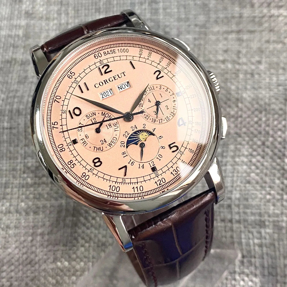 Reloj Mecánico Automático 316L Multifunción 42mm - Fecha Día Mes Año Indicador Día/Noche