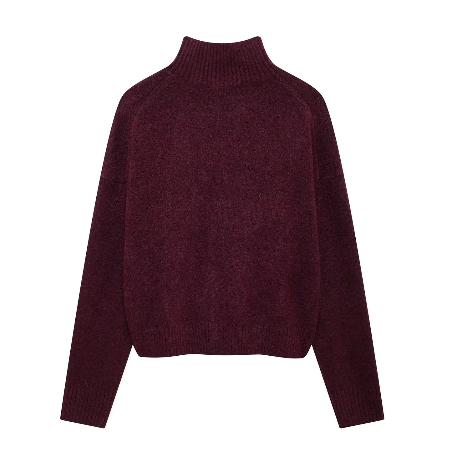 Suéter Mujer Burgundy Vintage - Jersey Cuello Alto Otoño Invierno