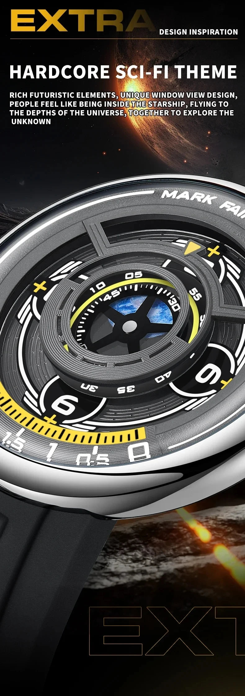 Reloj Mark Fairwhale 5990 Hombre 2025 - Cuarzo Silicona Deportivo con Luz Nocturna