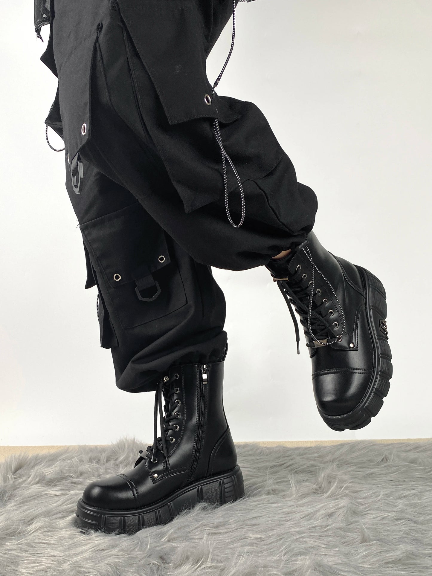 Botas Tobillo Mujer 2024 Punk Plataforma - Rock Cordones Retro Chunky