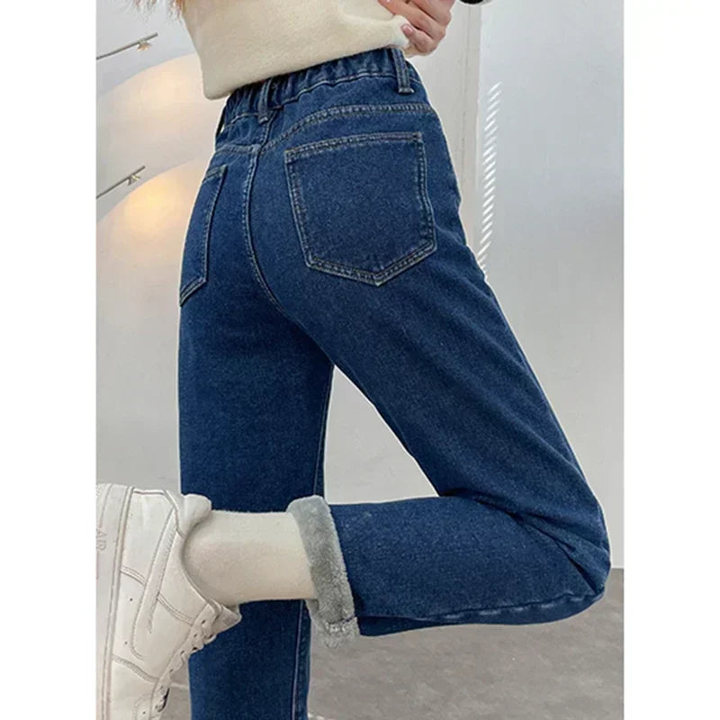 Vaqueros Mujer Forro Polar Invierno - Jeans Térmicos Cintura Alta