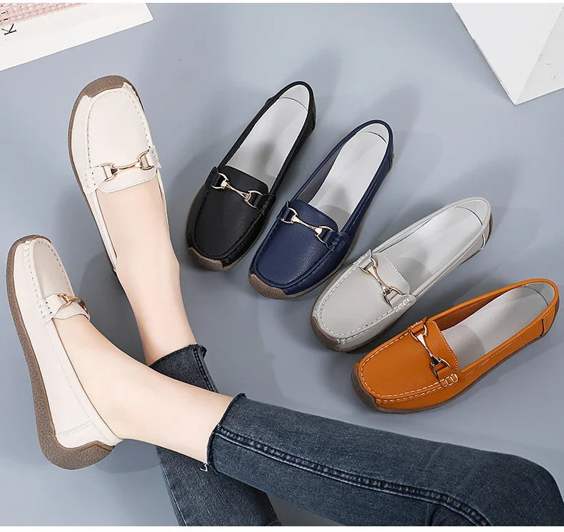 Zapatos Piel Mujer Moccasins - Loafers Designer Slip-On Planos Talla Grande