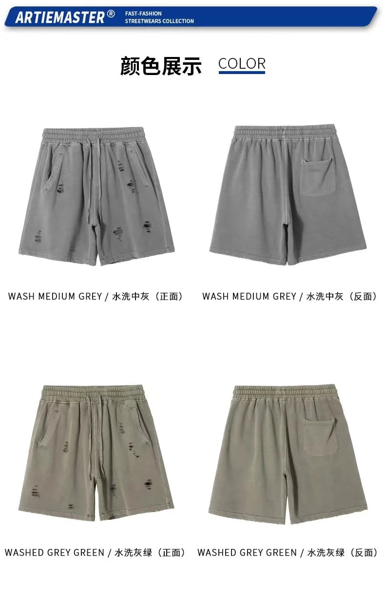 Shorts Vintage Hombre Corte Desgastado - Estilo Retro Casual Verano