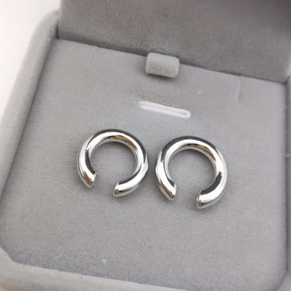 Pendientes Redondos Dorado Minimalistas - Earcuff Sin Perforación Mujer