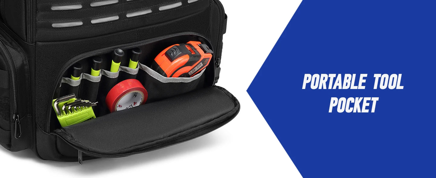 Mochila Herramientas Profesional Heavy Duty - Almacenamiento 3 Bolsas Electricista Fontanero