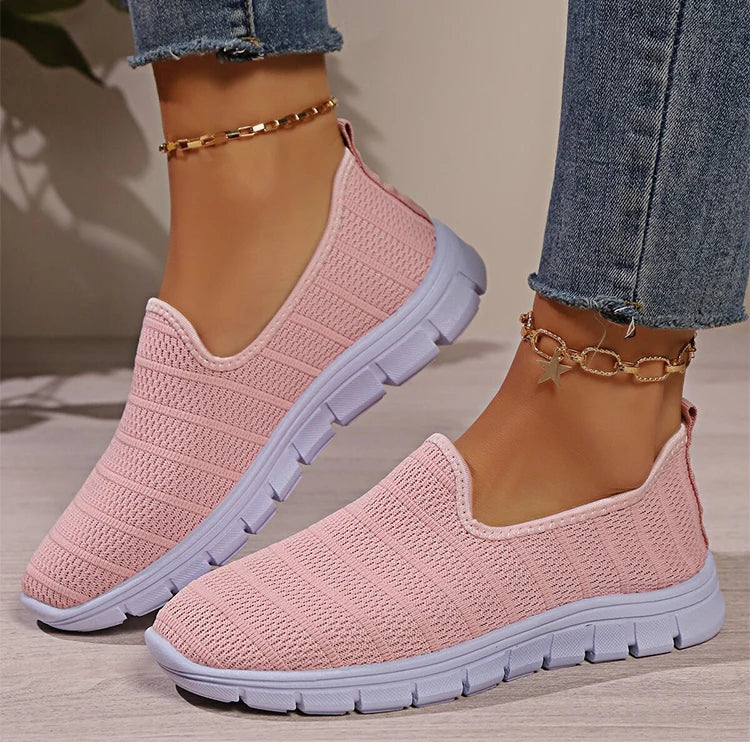 Sneakers Slip-On Mujer Blancos - Zapatillas Ligeras Sin Cordones Otoño