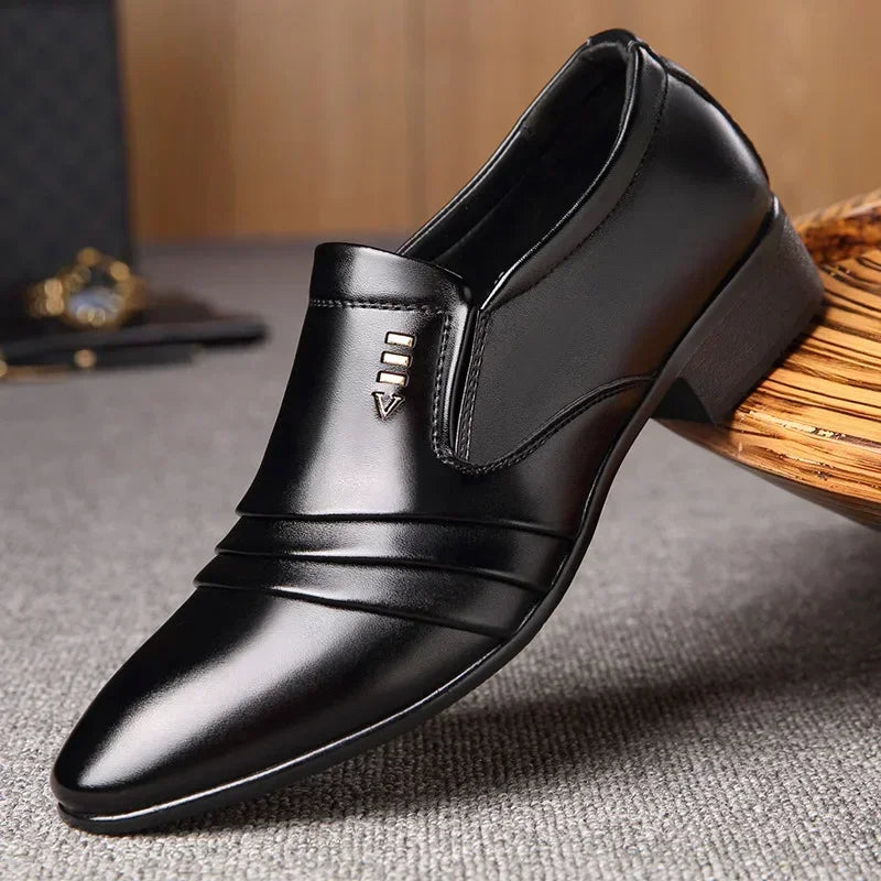Zapatos Vestir Hombre Cuero PU Negro - Mocasines Oxford Punta Puntiaguda Boda Business