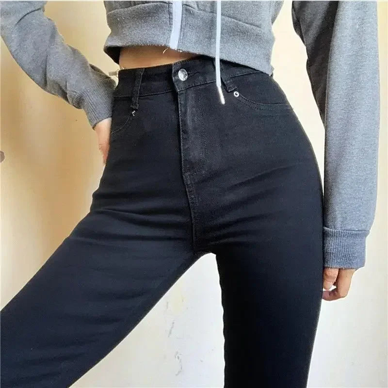 Jeans Skinny Mujer Coreanos Cintura Alta - Pantalón Elástico Otoño