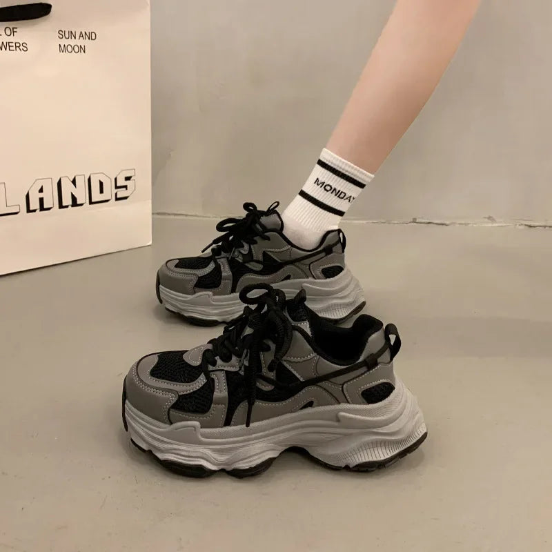 Sneakers Chunky Plataforma Mujer Primavera - Zapatillas Mesh Transpirables Antideslizantes