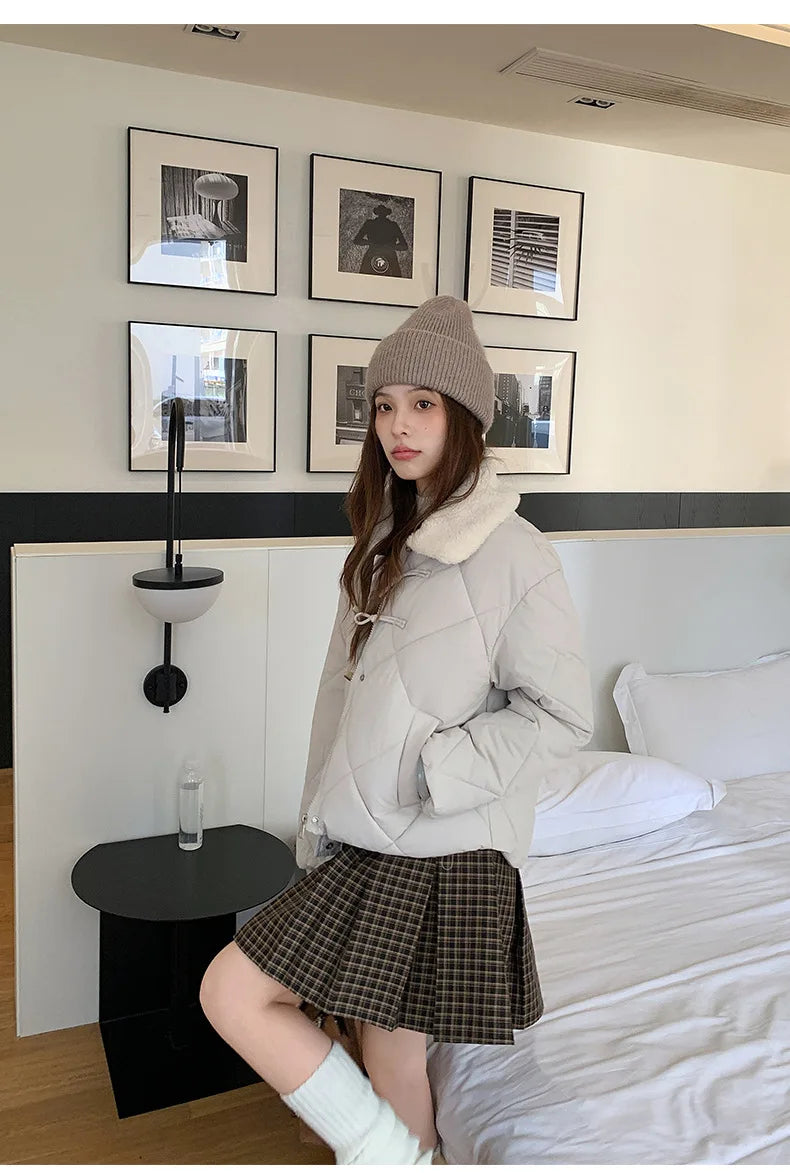 Chaqueta Algodón Mujer Tendencia - Chaqueta Estilo Chino Cuello Lana 2025