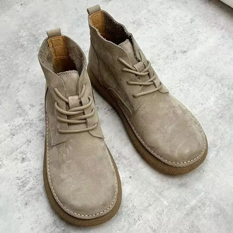 Botas Hombre Fashion High-Top - Casual Cómodas Clásicas Estilo Británico Cuero Outdoor