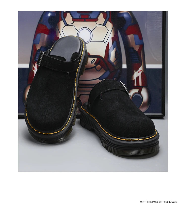 Sandalias Hombre Cuero Fashion - Casual Verano Playa Antideslizantes Zuecos Clásicos