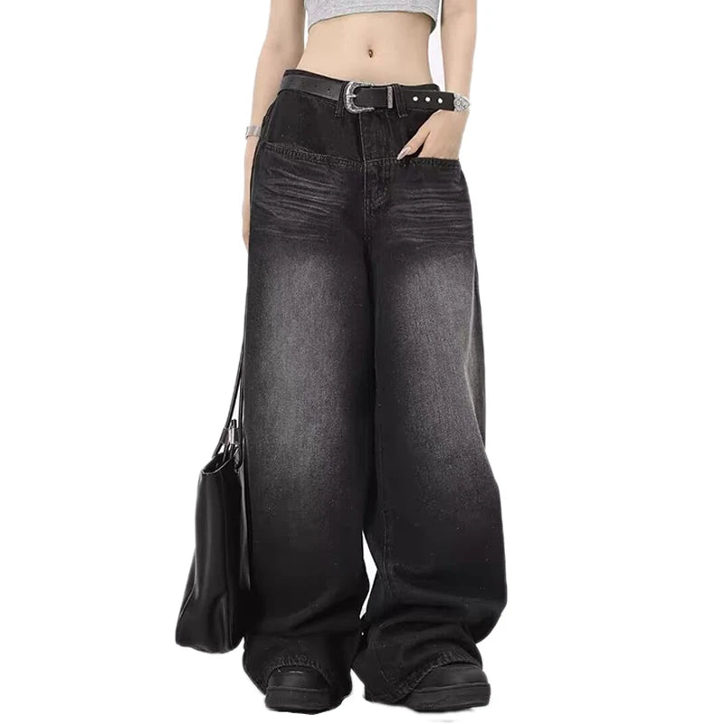 Jeans Oversized Retro Mujer - Pantalones Anchos Y2K Cintura Baja