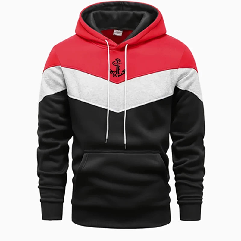 Sudadera Hombre Tricolor Hoodies Casual - Estampado Deportivo Jogging Street Tops Versátil