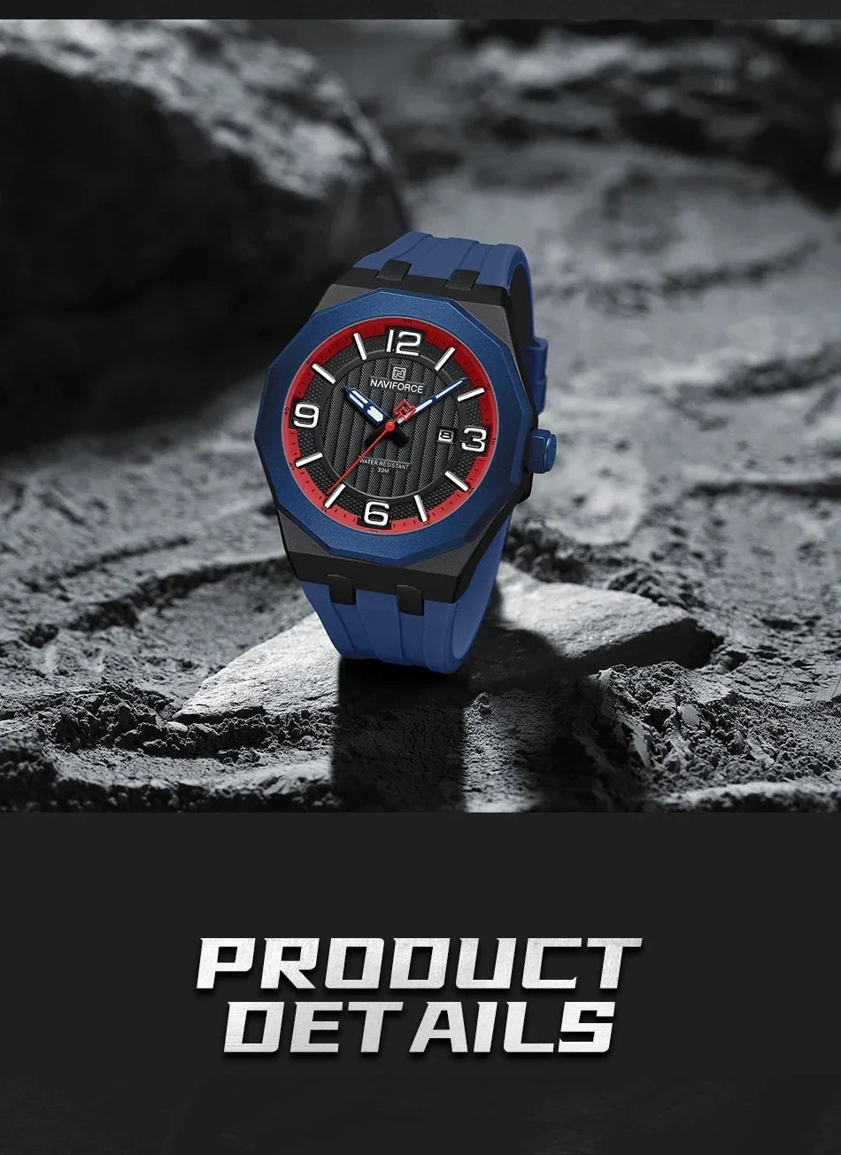 Reloj NAVIFORCE 8079 para Hombre - Cuarzo Fashion Resistente al Agua con Correa de Silicona