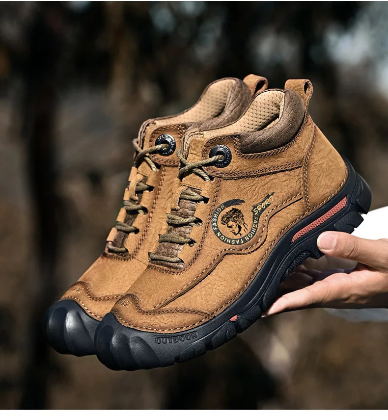 Botas Outdoor Hombre Cuero Genuino - Hiking Climbing Cálidas Invierno Nieve Plataforma