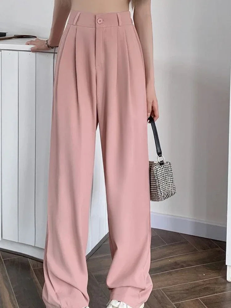 Pantalones Mujer Cintura Alta Elásticos - Pierna Ancha