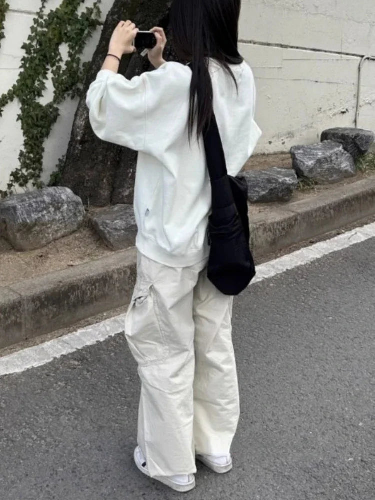 Pantalón Cargo Mujer Streetwear - Pantalón Verano Holgado Coreano
