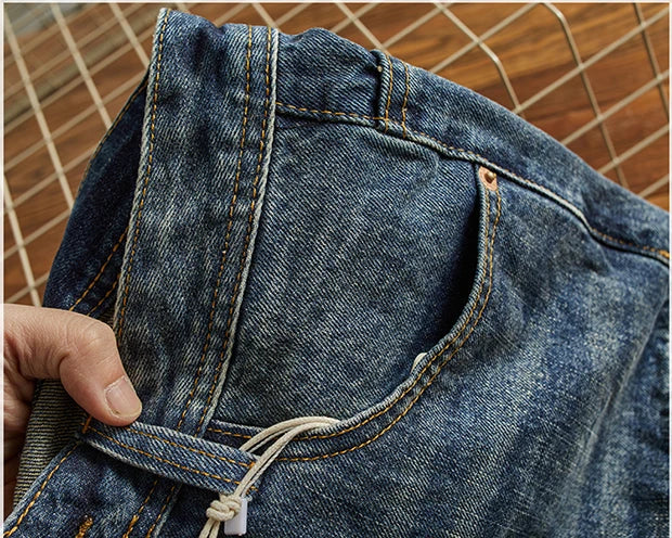 Vaqueros Moto Vintage Americanos - Jeans Cargo Parches Pesados Estilo Retro