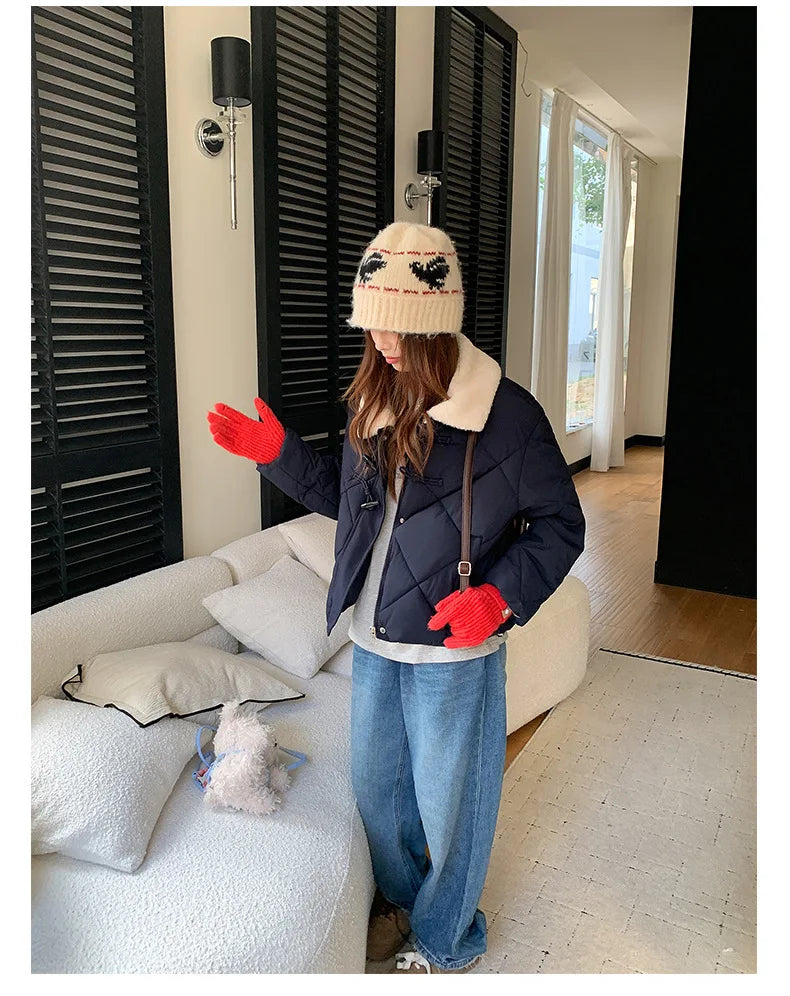 Chaqueta Algodón Mujer Tendencia - Chaqueta Estilo Chino Cuello Lana 2025