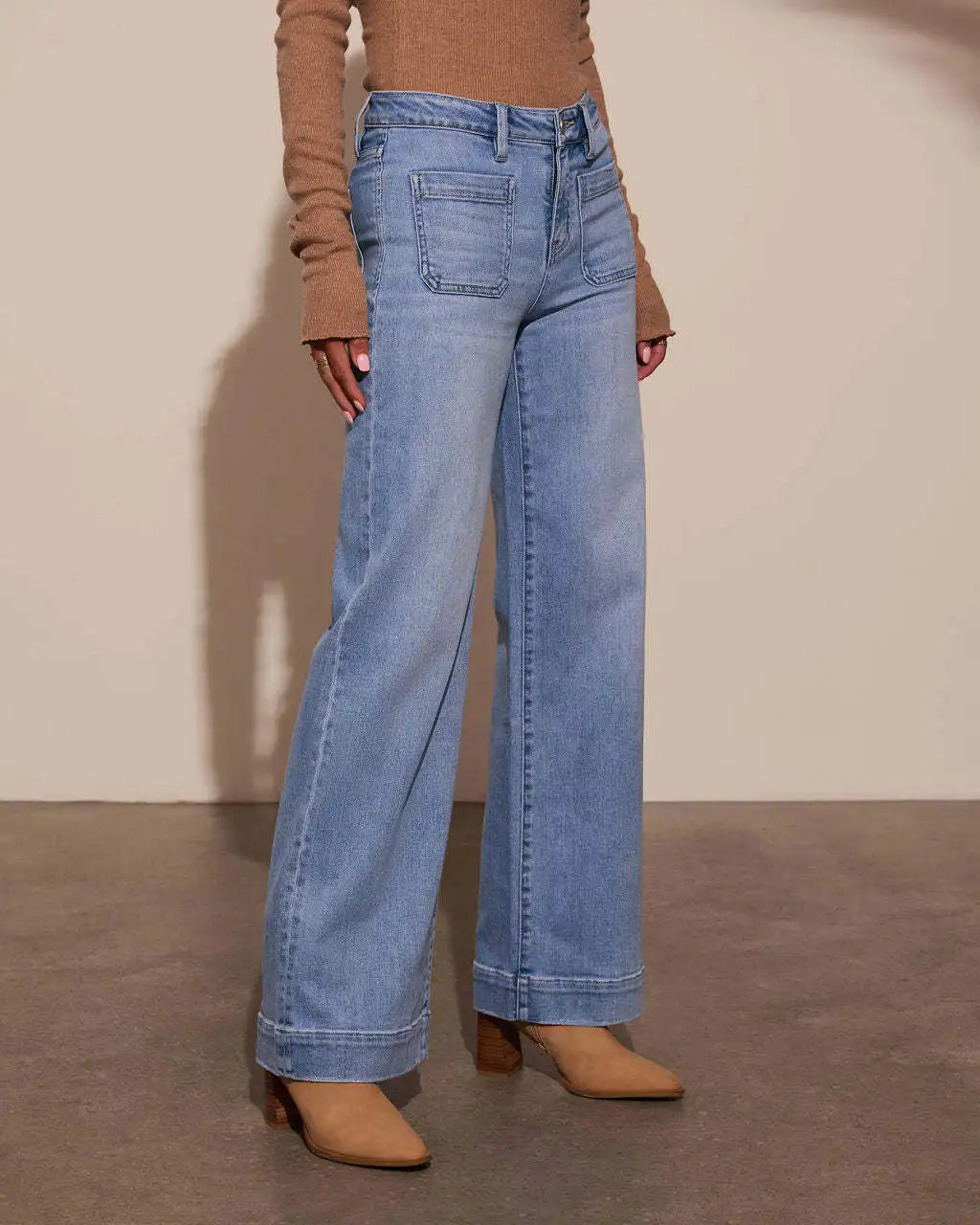 Jeans Mujer Cintura Alta Pierna Ancha - Pantalón Retro Primavera 2025