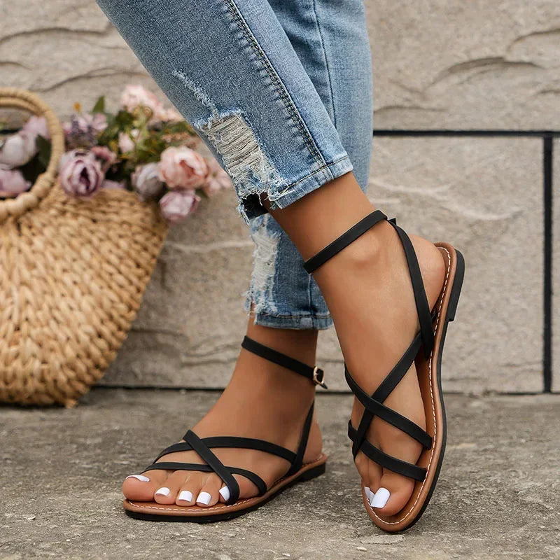 Sandalias Casual Mujer Verano 2024 - Zapatos Romanos Planos Playa Fashion