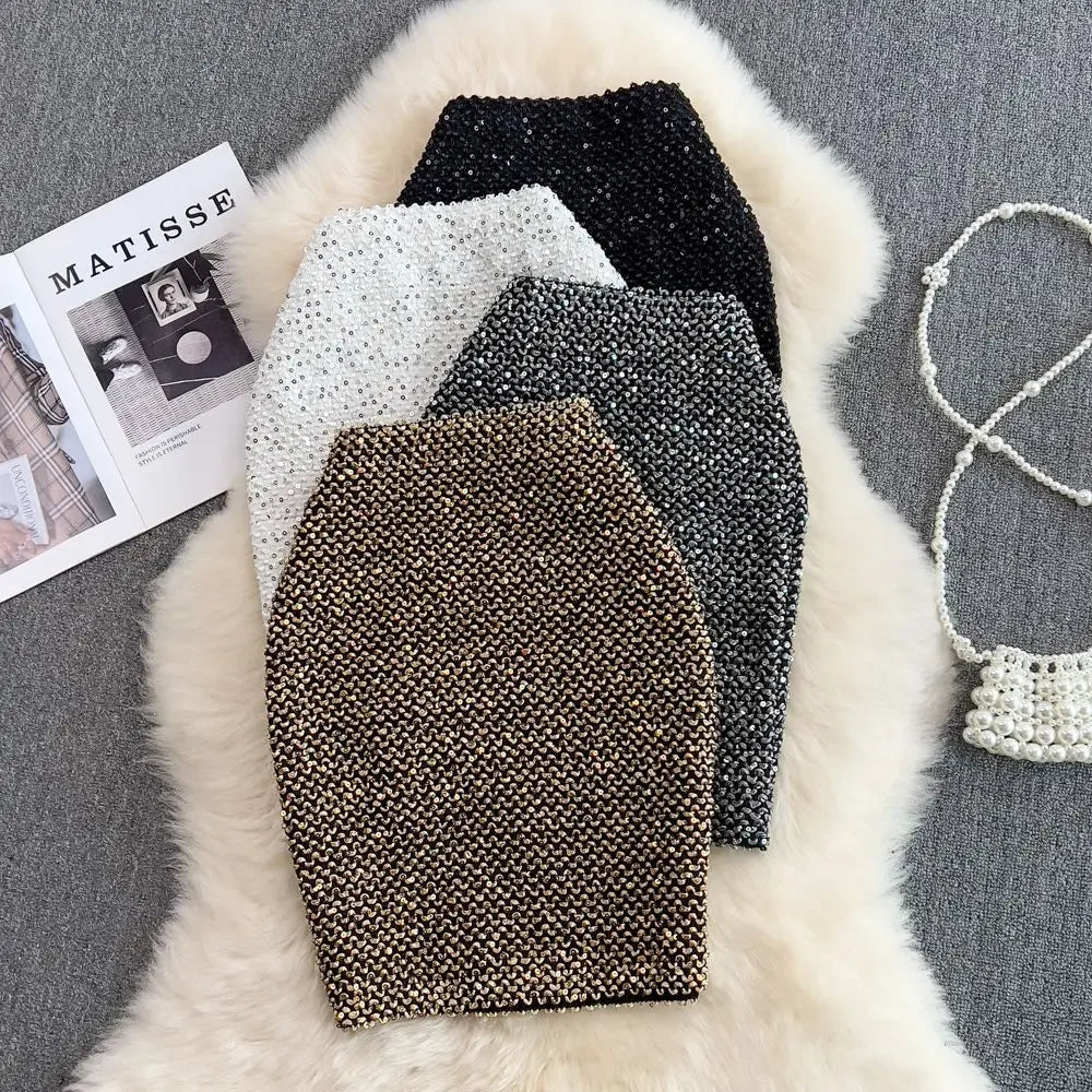 Falda Lentejuelas Mujer Oficina - Falda Elegante Formal Premium Coreana