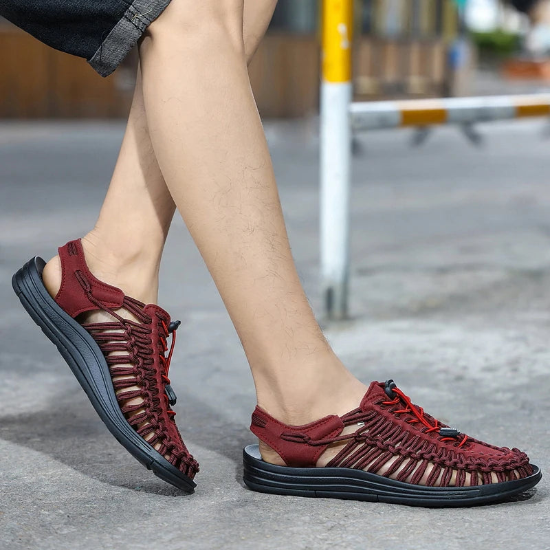 Sandalias Hombre Verano Tejidas - Outdoor Transpirables Slip-On Tallas Grandes