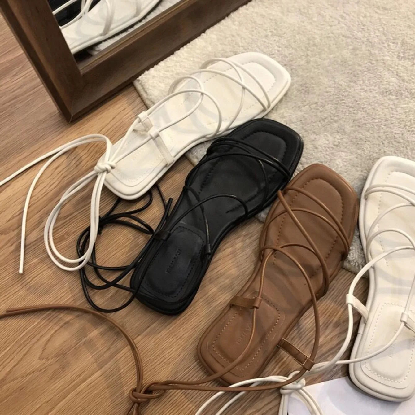 Sandalias Playa Mujer Planas Verano 2024 - Zapatos Casual Sexy Cross-Tie