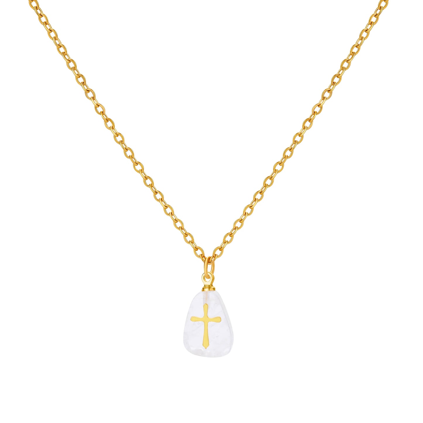 Collar Cruz Piedras Coloridas Mujer - Colgante Acero Inoxidable Dorado