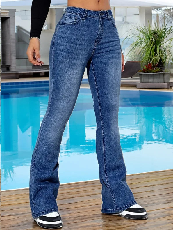 Jeans Acampanados Mujer Cintura Alta - Pantalón Denim Adelgazante