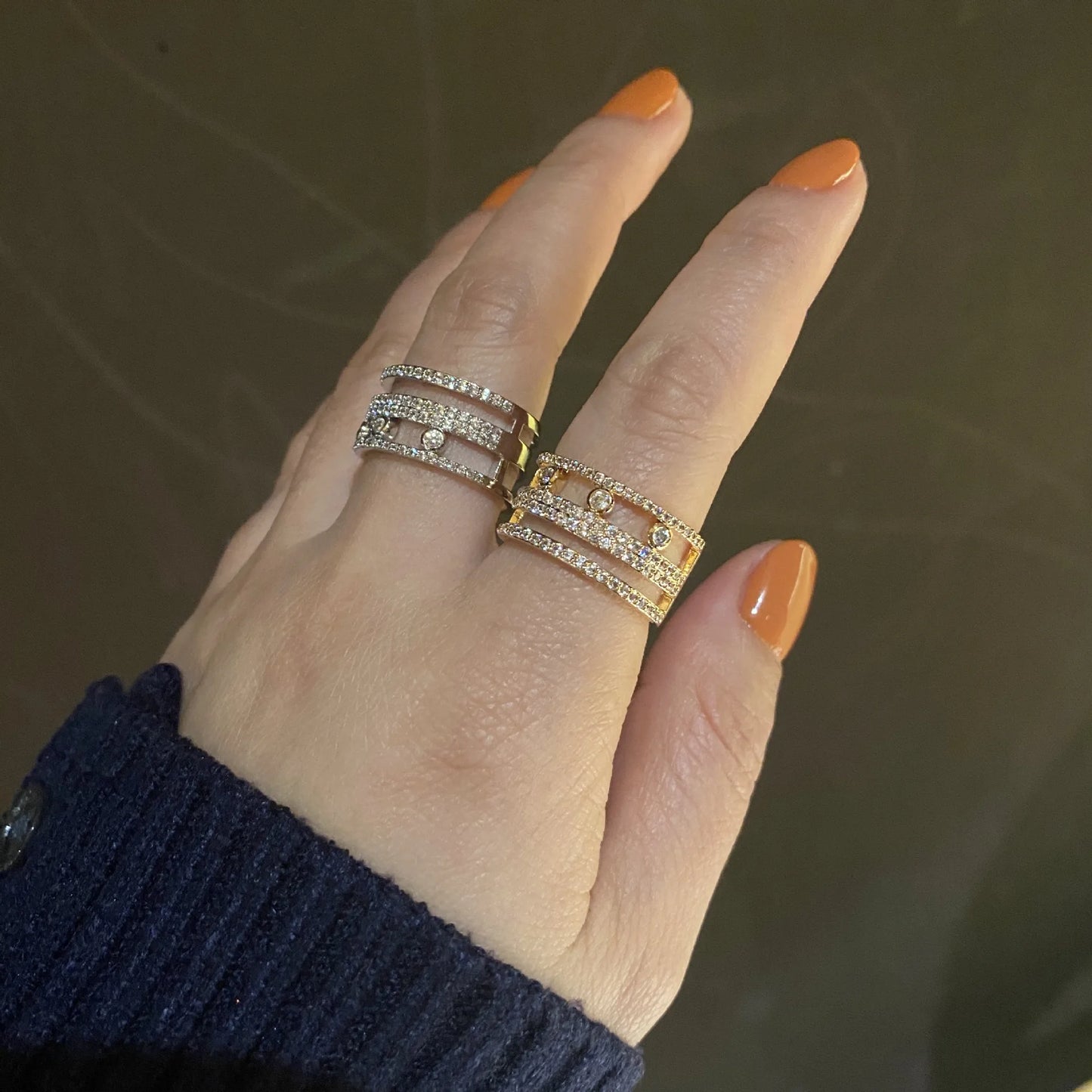 Anillos Apilables Inicial Brasil - Lujo Elegante Circonita Boda