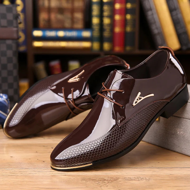 Zapatos Derby Hombre Cuero Punta Puntiaguda - Casual Business Tallas Grandes Primavera