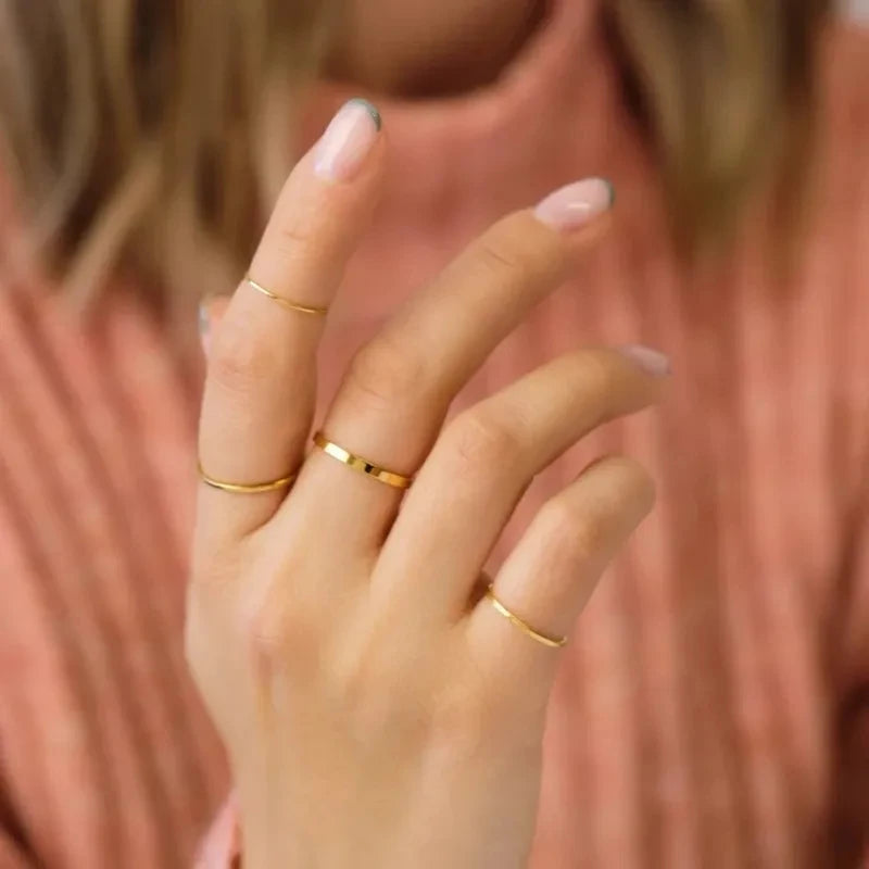 Anillos Apilables Colores Mixtos - Delicados Boho Mujer Uso Diario