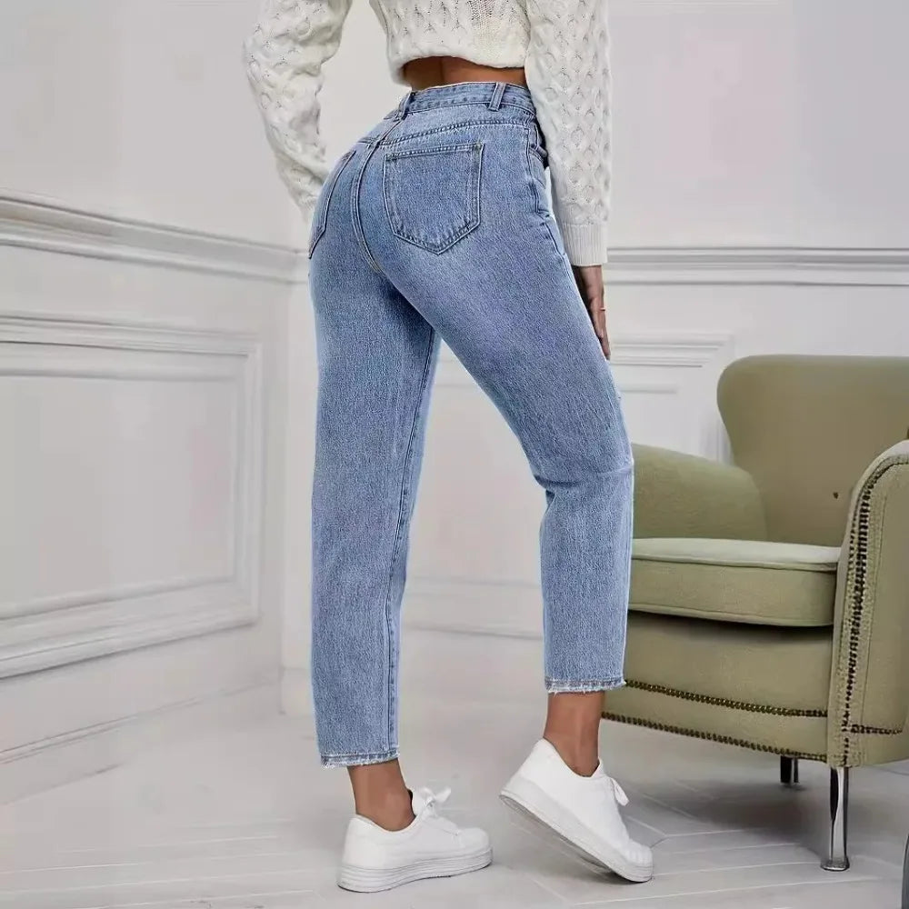 Vaqueros Mujer Rotos Primavera Verano - Jeans Pierna Recta Casual